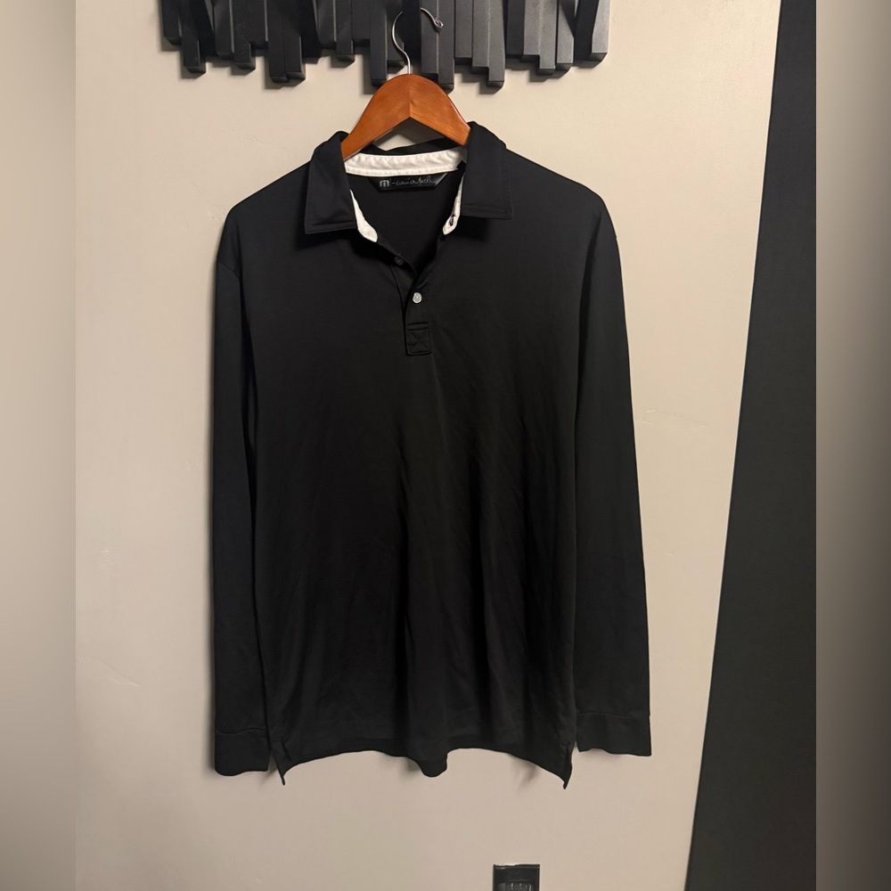 TravisMathew Long Sleeve Performance Polo – Black | Men’s XL